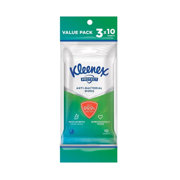 Kleenex Protect Anti Bacterial Wipes 10sheet x 3 (highest price)