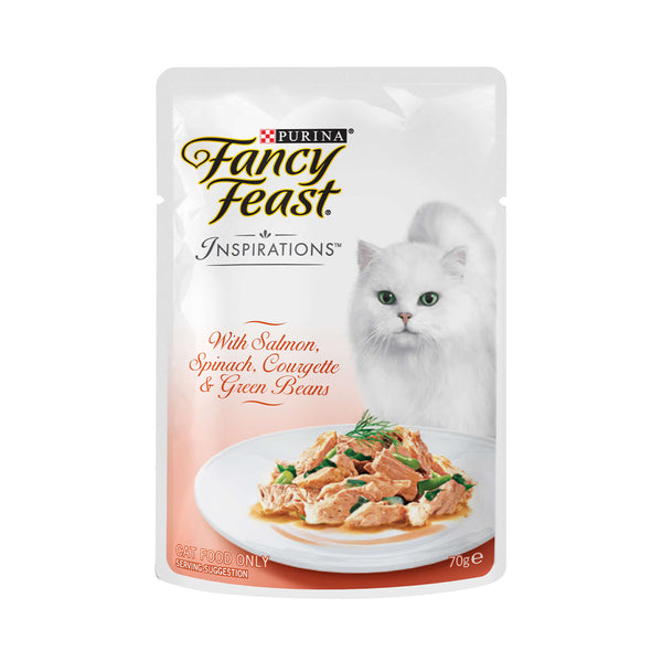 Fancy Feast Inspirations Salmon, Spinach, Courgette & Green Beans Wet Cat Food 70g