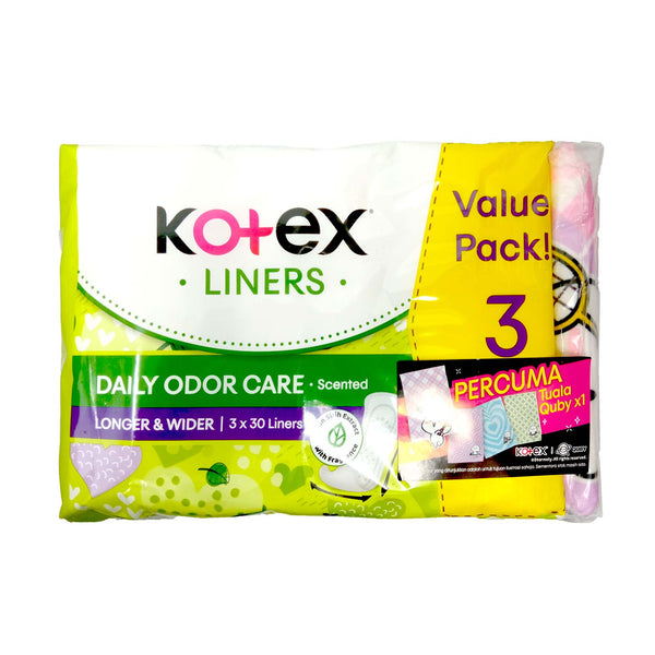 Kotex Fresh Long and Wider Daun Sirih 30sheets x 3 (highest price)