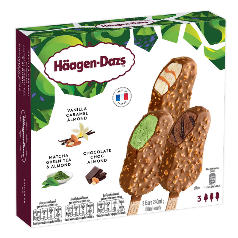 Haagen Dazs Vanilla, Green Tea, Chocolate Ice Cream  80ml x 3