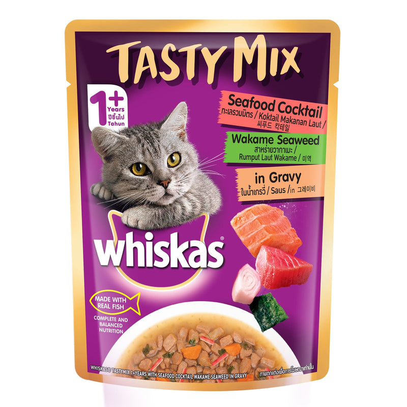 Whiskas Tasty Mix (Seafood Cocktail, Wakame Seaweed in Gravy) 70g