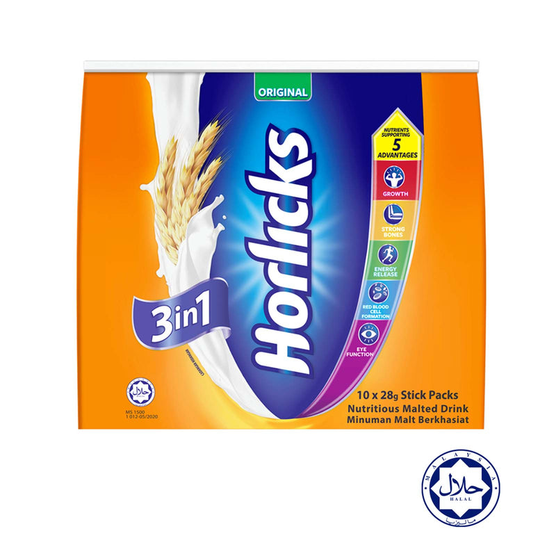 Horlicks 3 in 1 Original Nutritious Malted Drink 28g x 10