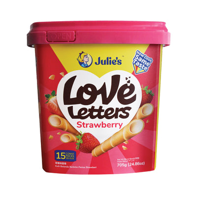 Julie's Love Letters Biscuit Wafers with Strawberry Cream (Tub) 705g