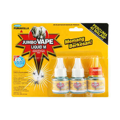 Fumakilla Jumbo Vape Liquid Mosquito Repellent Refill 60pcs/pack x 2