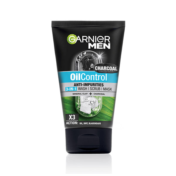 Garnier Men Turbolight Oil Control 3 in 1 Charcoal Face Cleanser 100ml