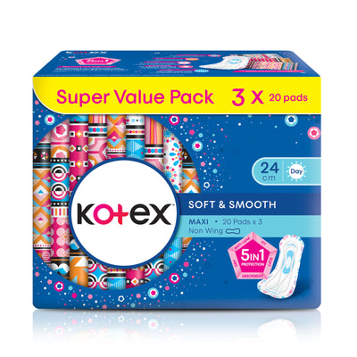 Kotex Soft & Smooth Maxi Non Wing Pad 24cm x 60