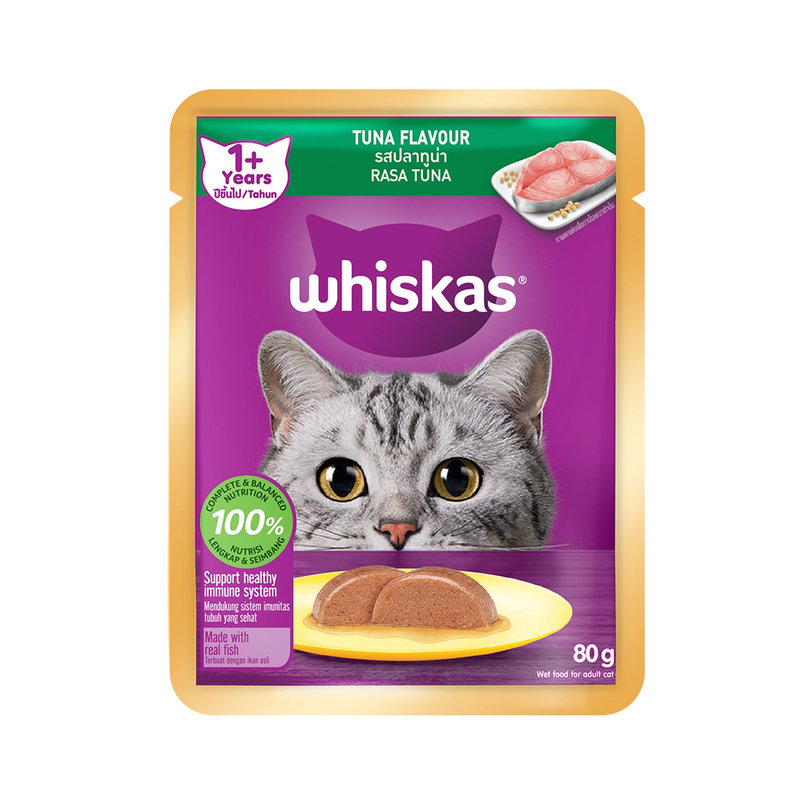 Whiskas Pouch Real Fish Tuna 80g