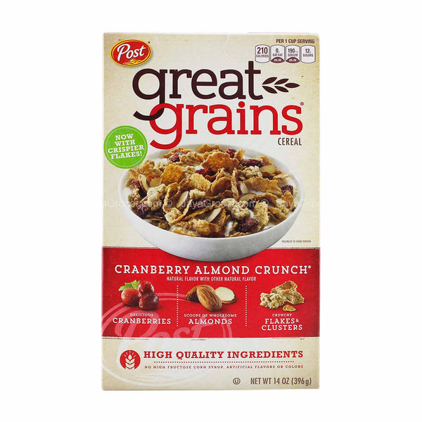 Post Cranberry Almond Crunch Great Grains Cereal 396.8g (highest price)