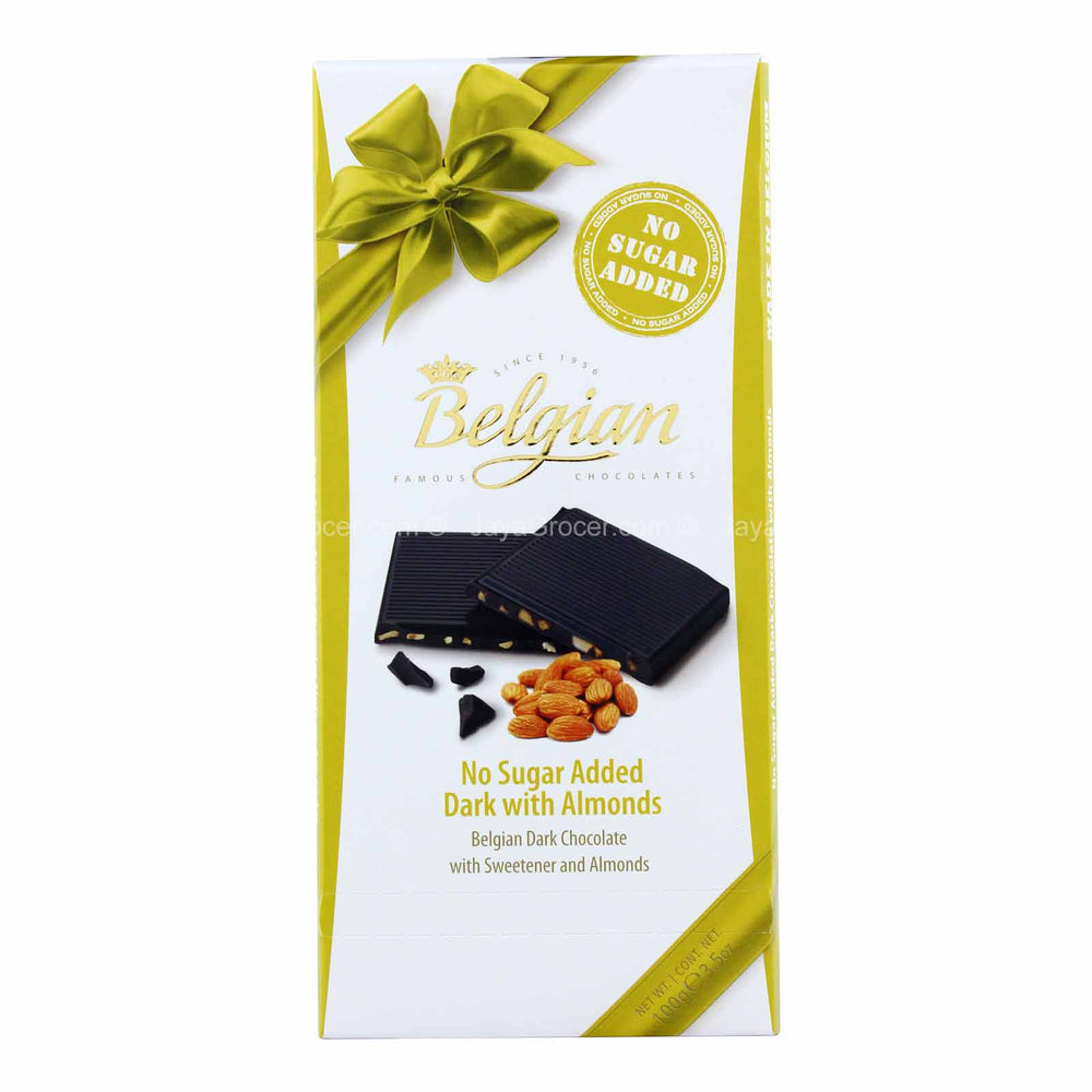 Belgian No Sugar Added Dark Chocolate with Almonds 70g