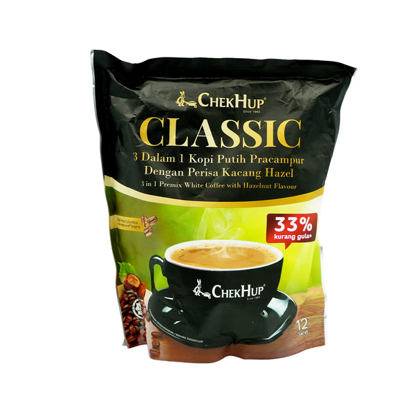 Chek Hup Classic 3 in 1 Premix White Coffee with Hazelnut Flavour 12pcs (highest price)