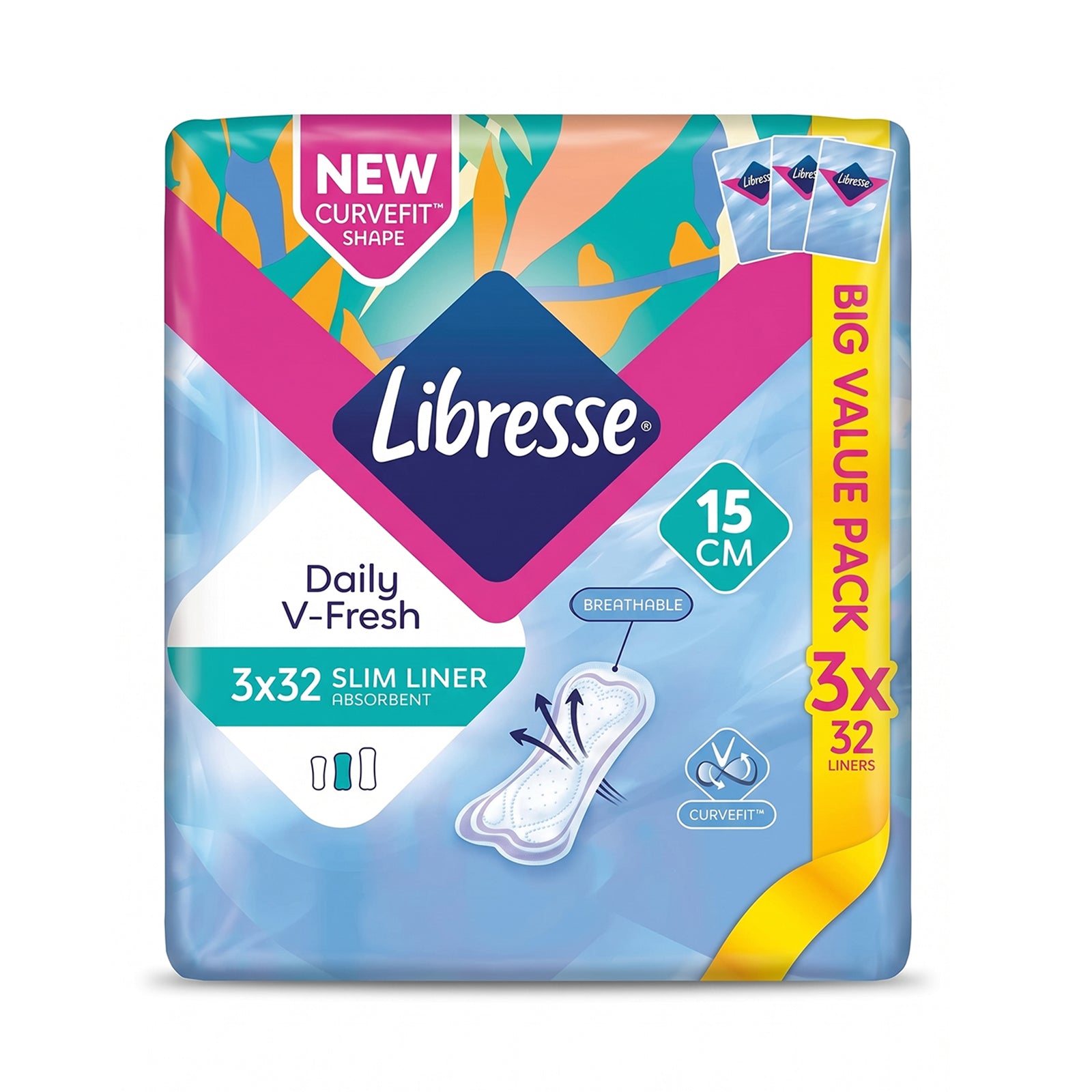 Libresse Daily V-Fresh Slim Panty Liners 32pcs x 3