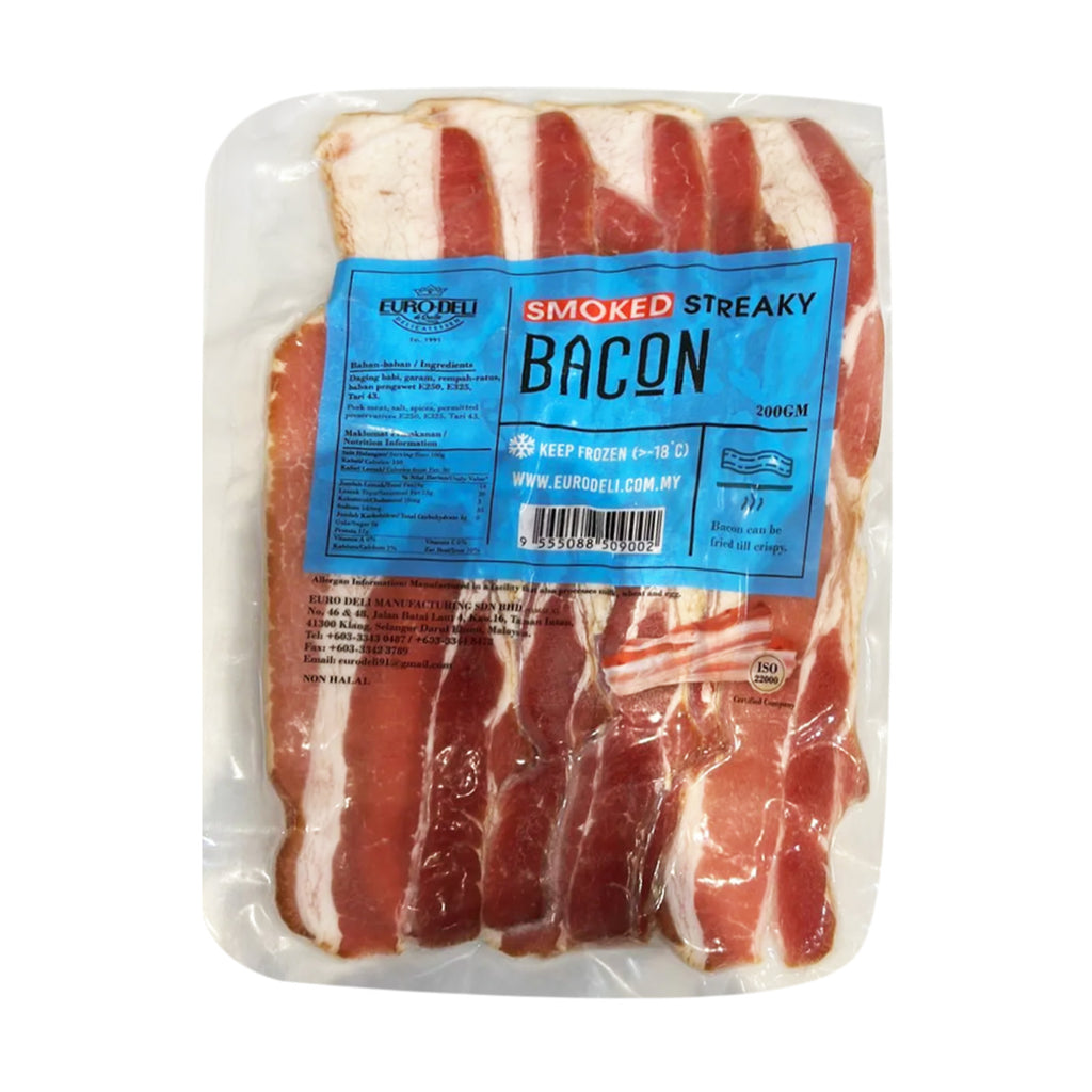 [NON-HALAL] Euro Deli Smoked Streaky Bacon 200g