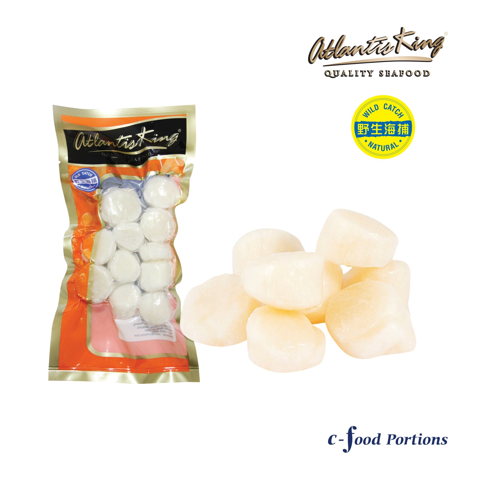 Atlantis IQF Scallop Meat Pacific 20/30 200g