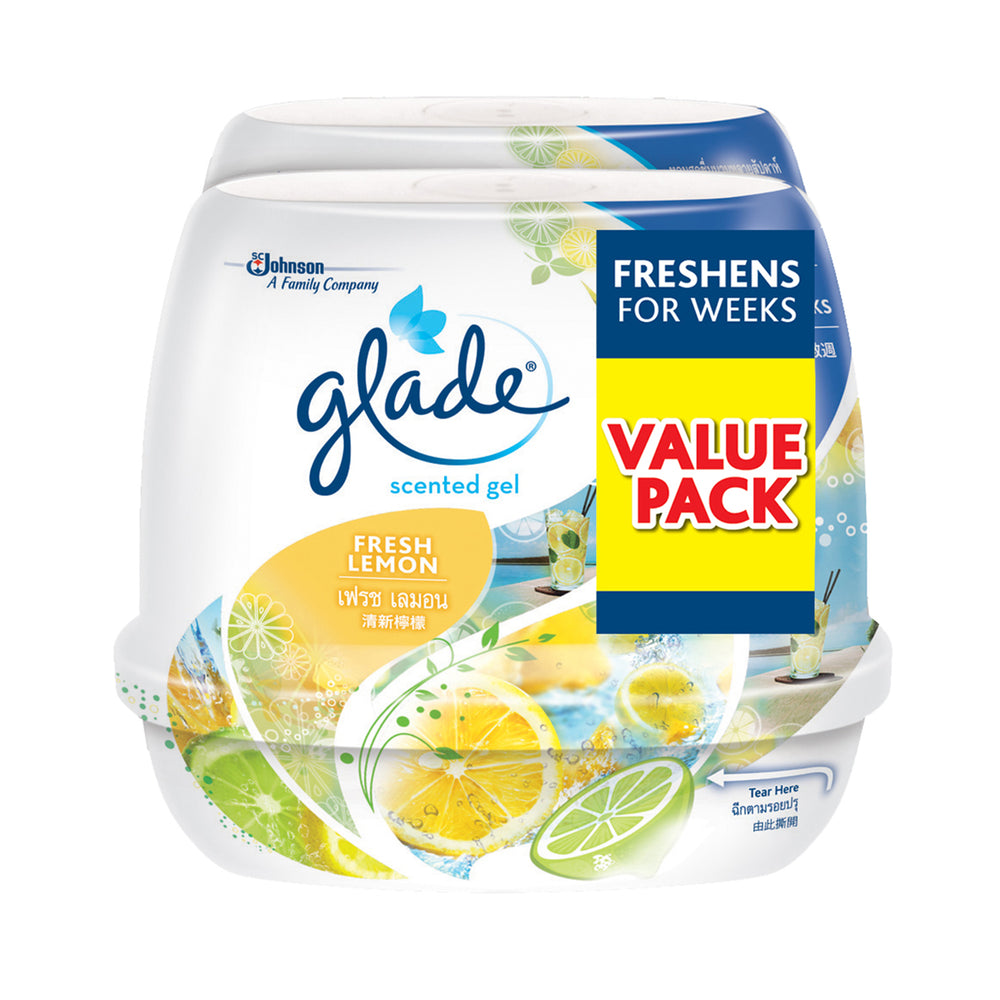 Glade Scented Gel Lemon Air Freshener 180g x 2