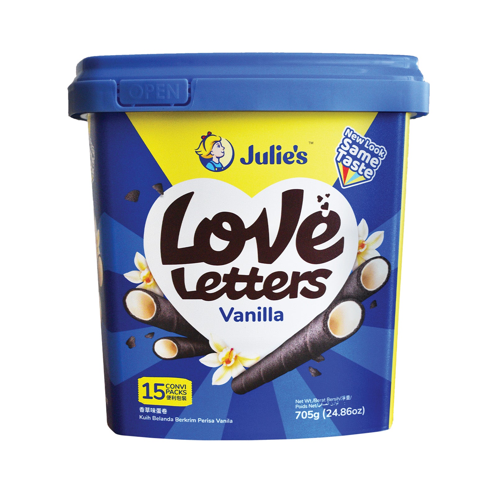 Julie's Love Letter Biscuit Wafers with Vanilla Cream (Tub) 705g