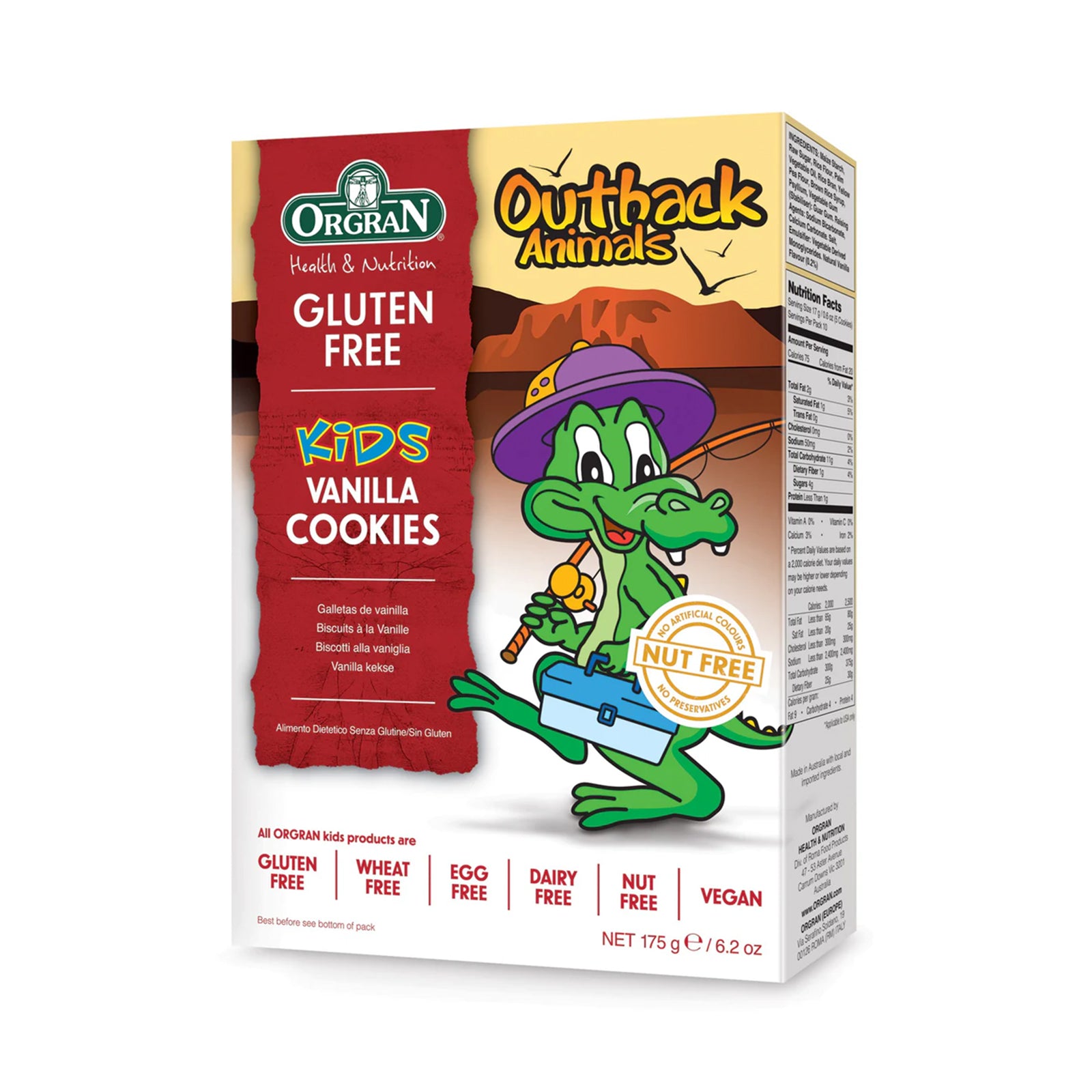 Orgran Gluten Free Outback Animals Vanilla Cookies 175g