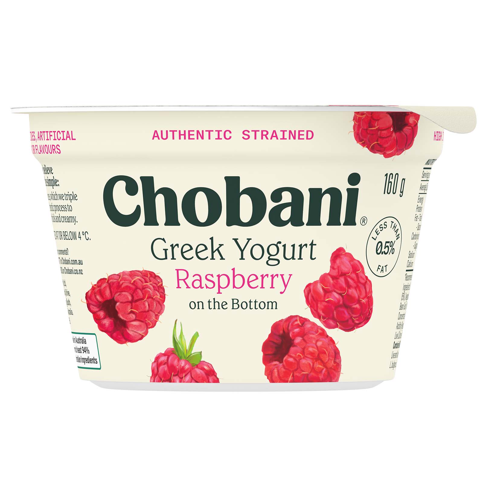 Chobani Raspberry Greek Yogurt 0% Fat 160g