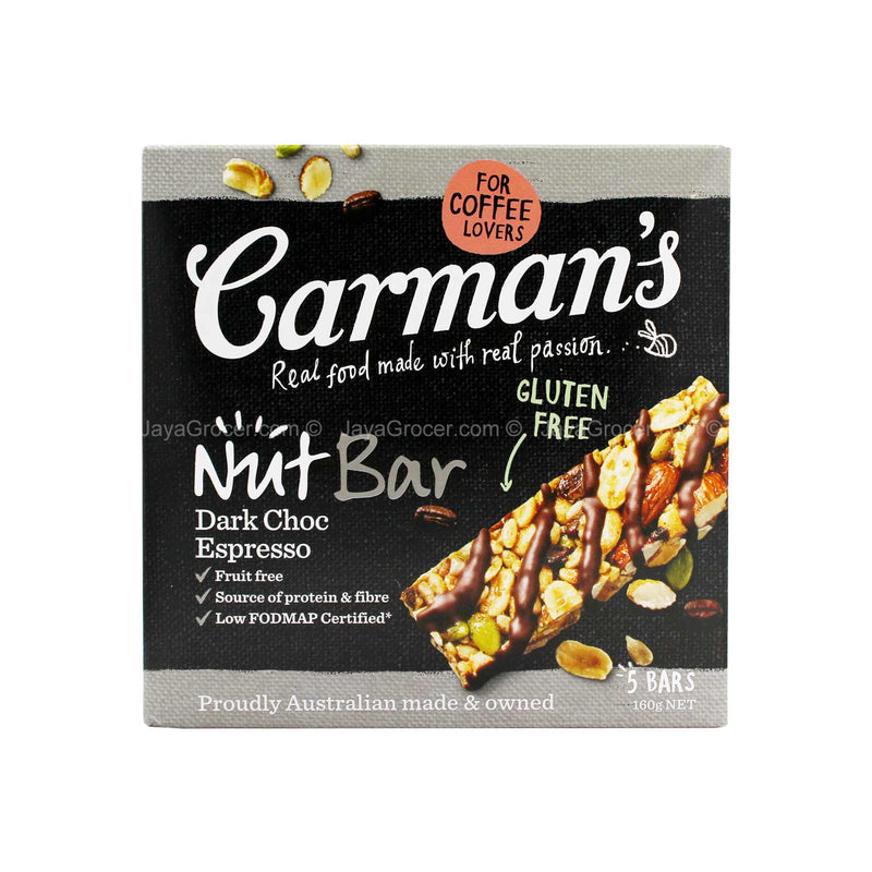 Carmans Dark Choc Espresso Nut Bar 160g