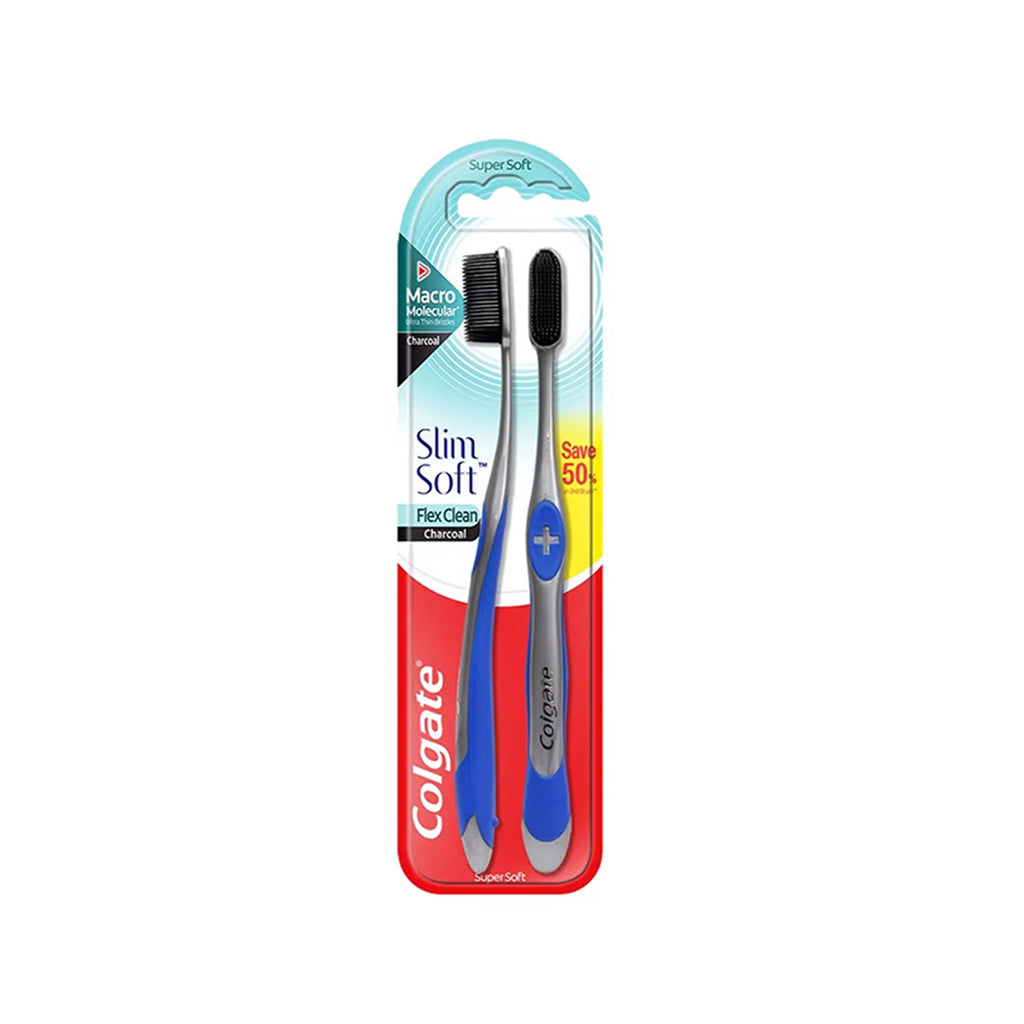 Colgate Slim Soft Flex Clean Charcoal Toothbrush 2pcs/pack