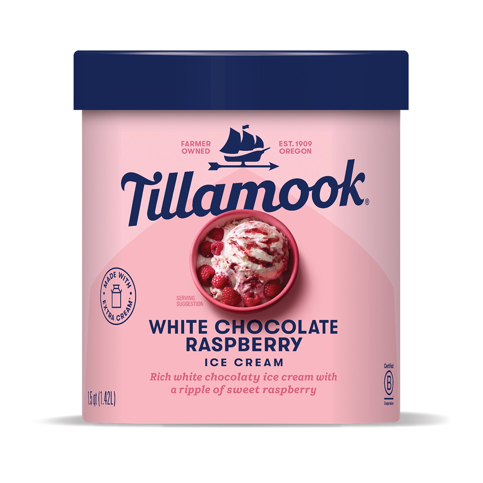 Tillamook White Chocolate Raspberry Ice Cream Tub 1.4L