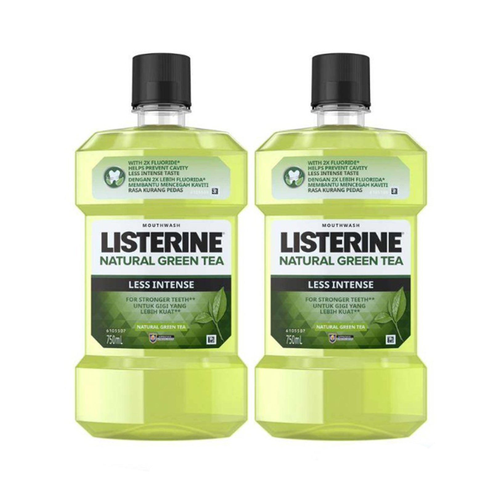 Listerine Green Tea Less Intense Mouth Wash 750ml x 2
