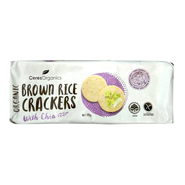 Ceres Organics Brown Rice Cracker Chia 115g