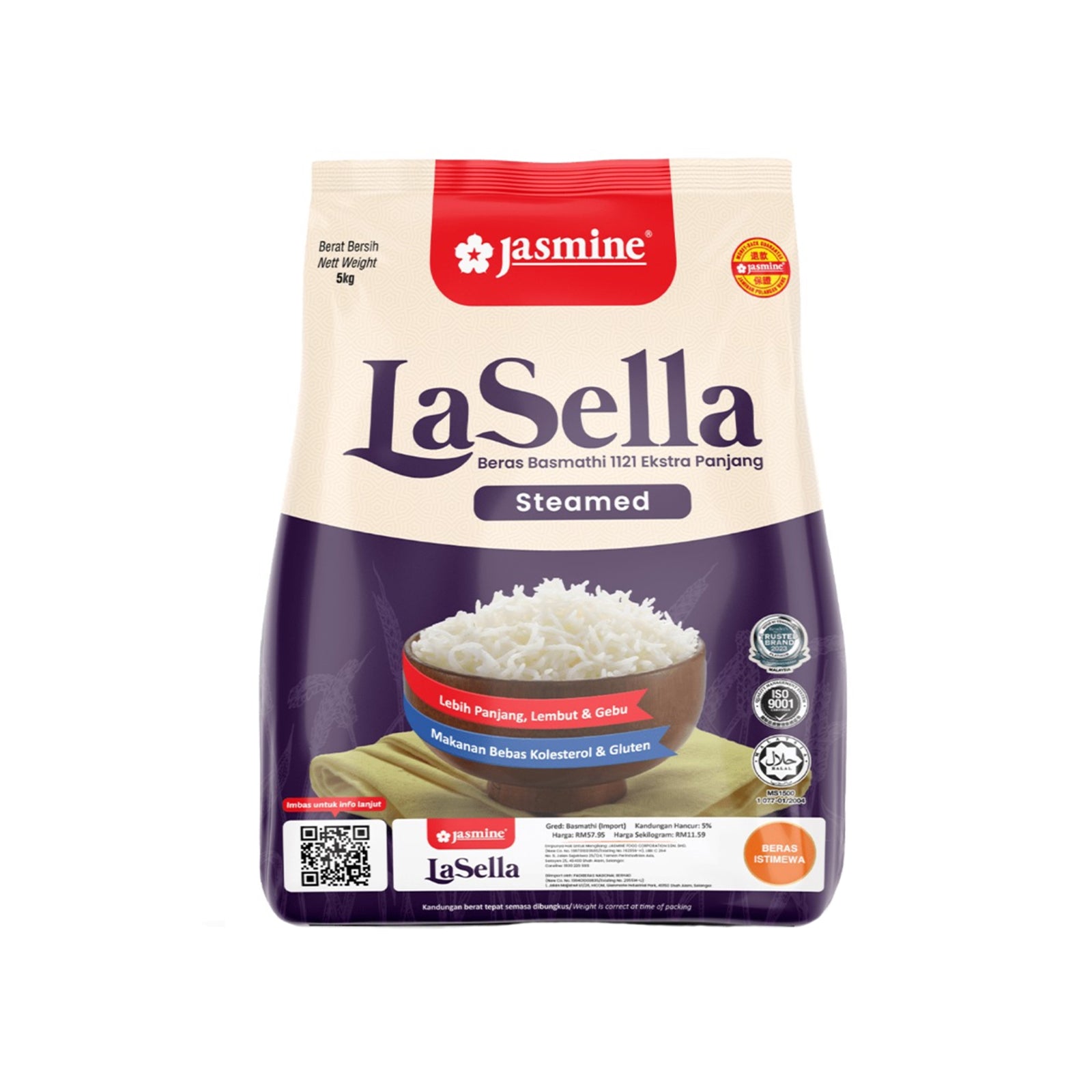 Jasmine Lasella Steamed Basmathi Rice 5kg