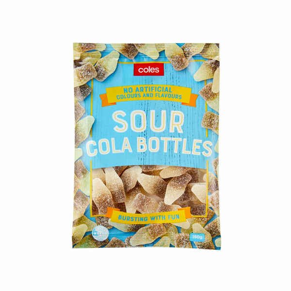 Coles Lollies Sour Cola Bottles 150g (highest price)