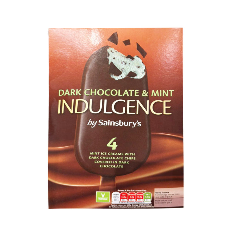 Sainsbury's Dark Chocolate and Mint Indulgence Ice Cream Sticks 110ml x 4