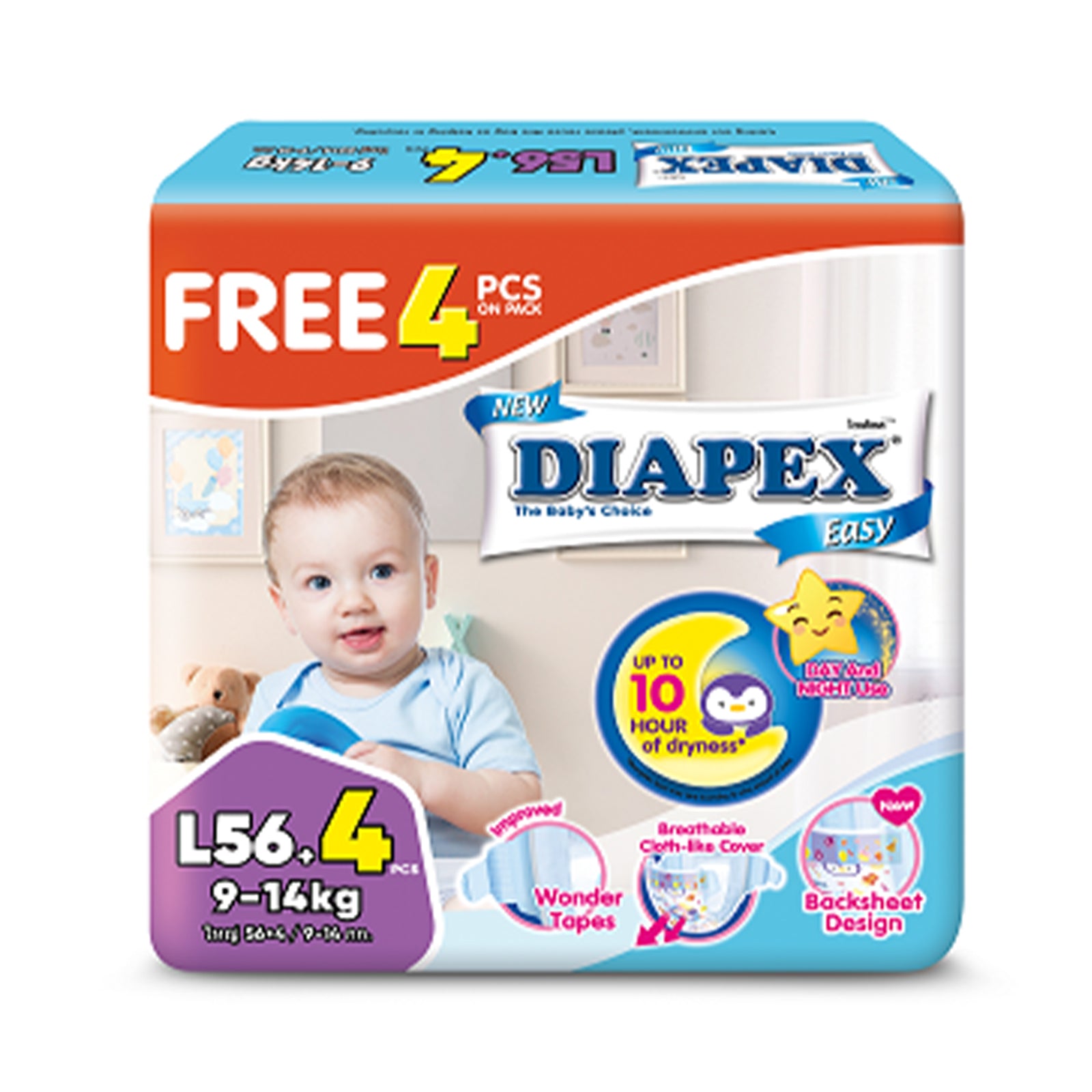 Diapex Easy TapeBaby Diaper (Medium) (Large) 56pcs/pack