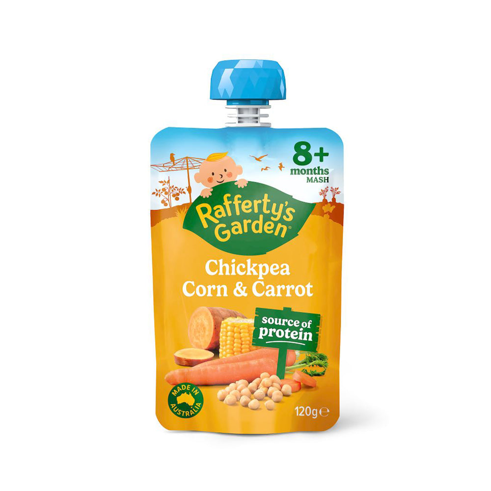 Raffertys Garden 8 Month Food Chickpea, Corn and Carrot 120g