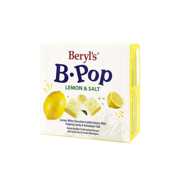 Beryls B.Pop Lemon White Chocolate with Popping Candy and Himalayan Salt 50g