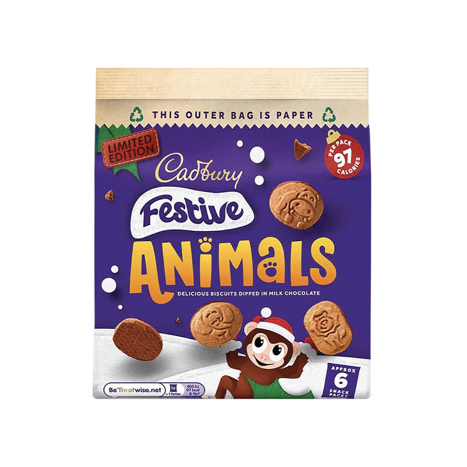 Cadbury Festive Animals Biscuits 19.9g x 6