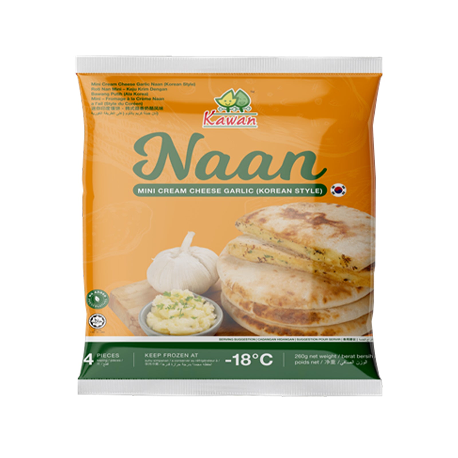 Kawan Mini Cream Cheese Garlic Naan 65g x 4