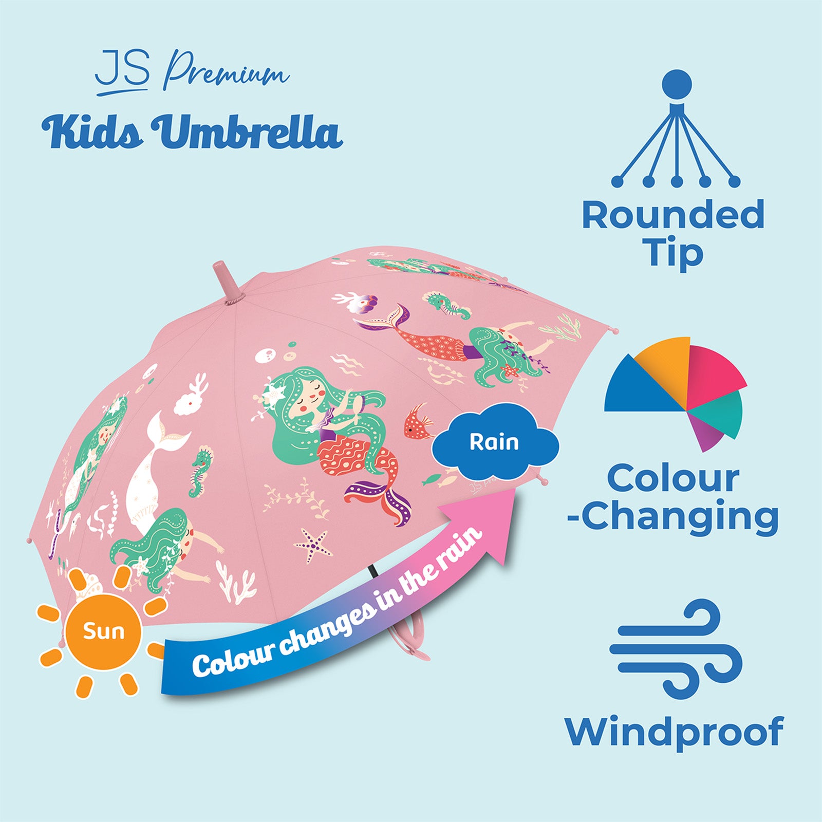JS Premium Kids Umbrella Pink Mermaid 1unit