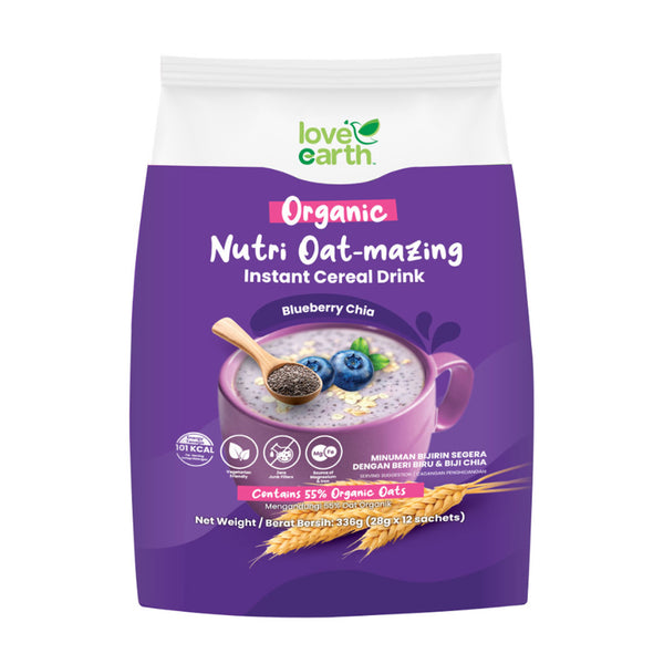 Love Earth Nutri Oat-Mazing Instant Cereal Drink Blueberry Chia Seeds 28 x 12