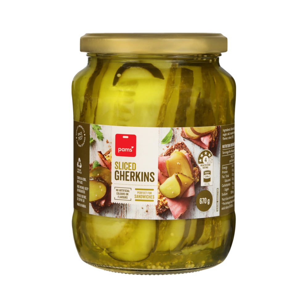 Pams Gherkins Sandwich Sliced 670g