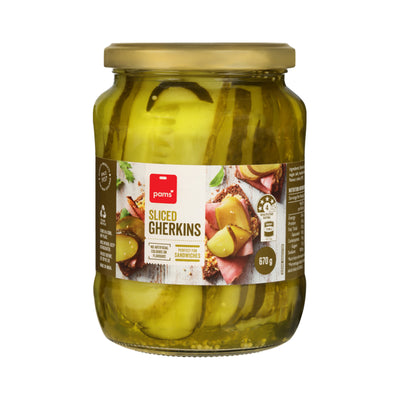 Pams Gherkins Sandwich Sliced 670g