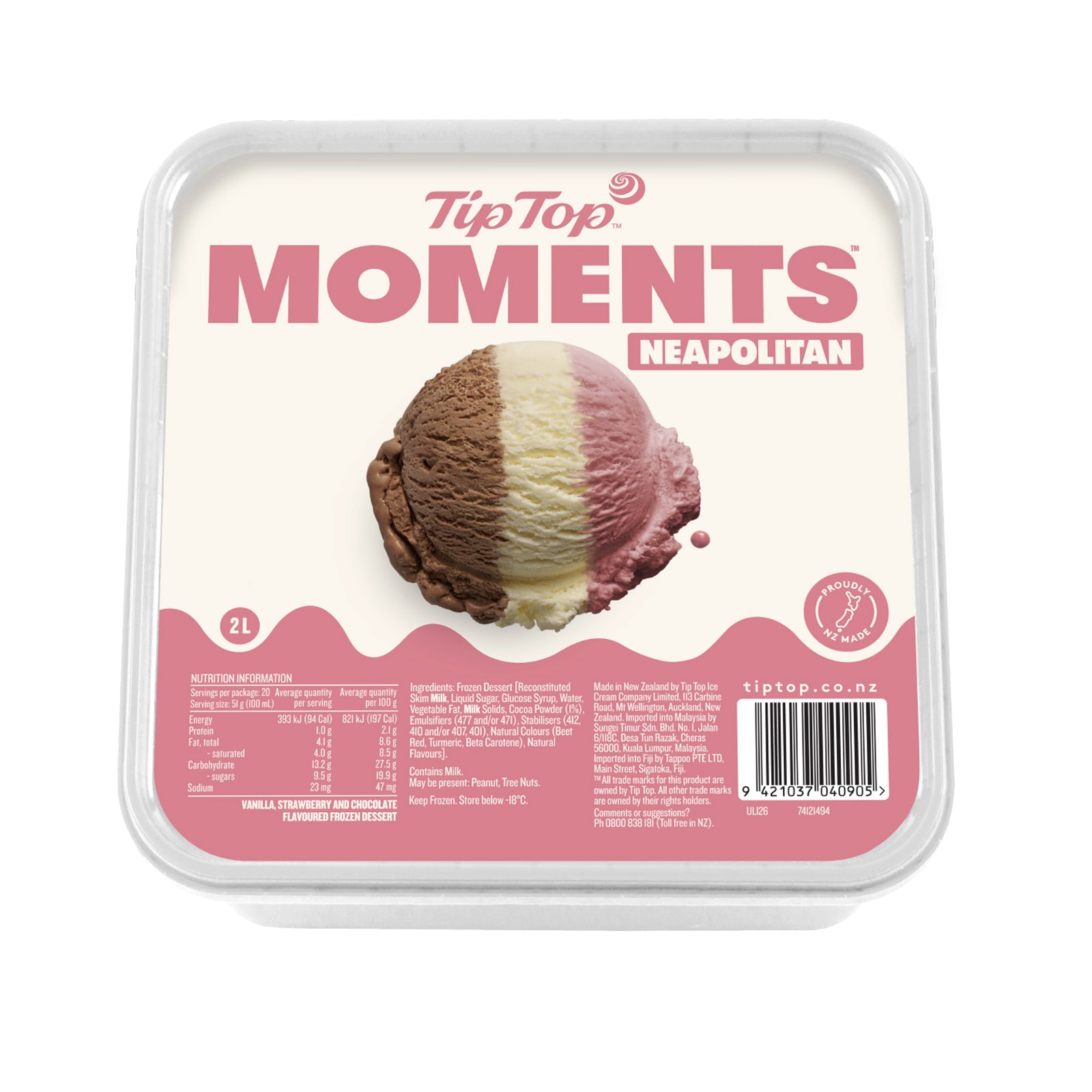 Tip Top Moments Neapolitan Ice Cream 2L