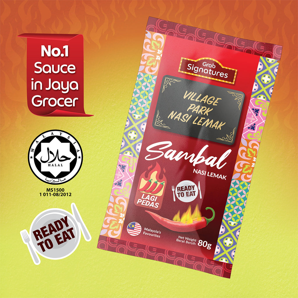 Grab Signatures Village Park Nasi Lemak Sambal Lagi Pedas Sachet 80g