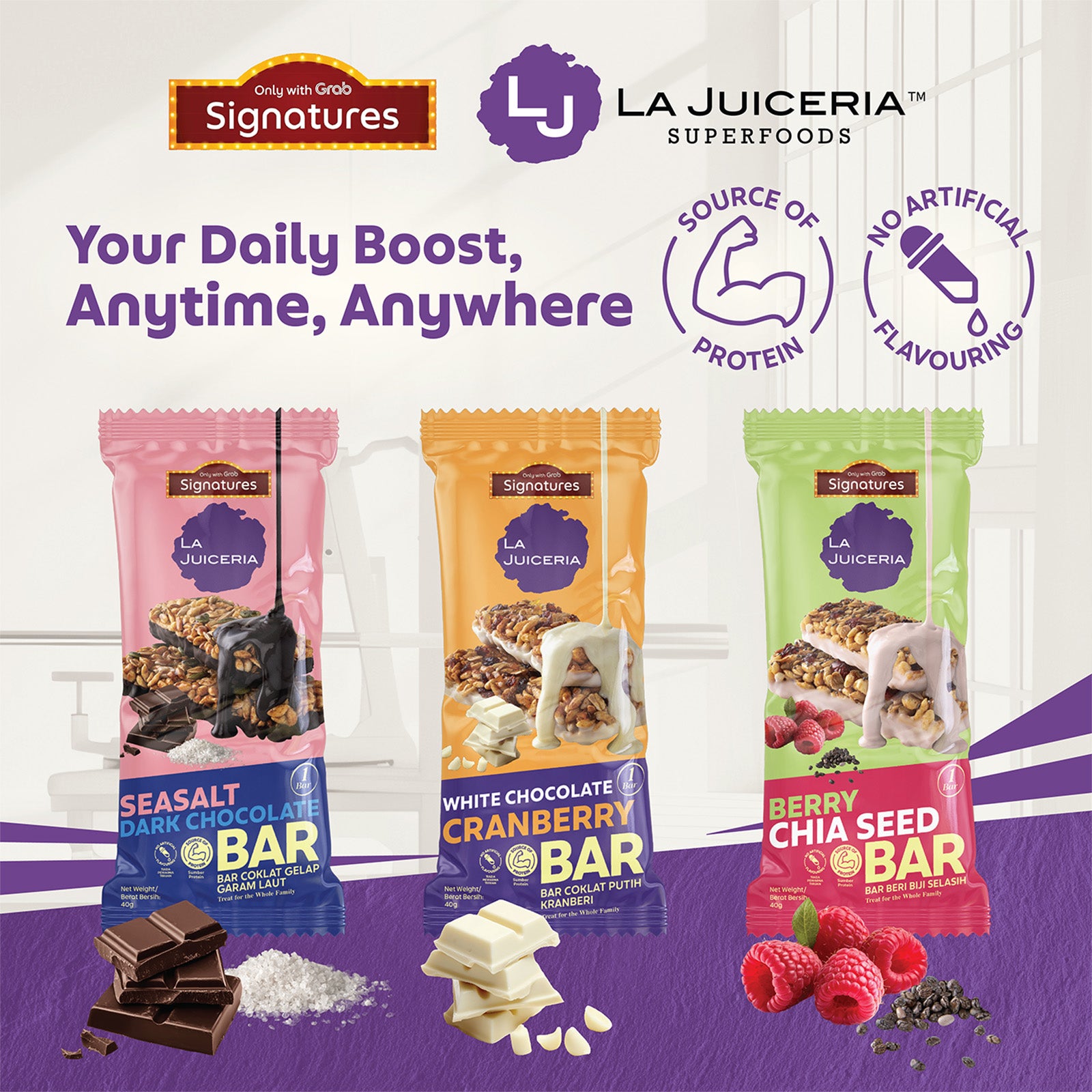 Grab Signatures La Juiceria White Chocolate Cranberry Bar 40g