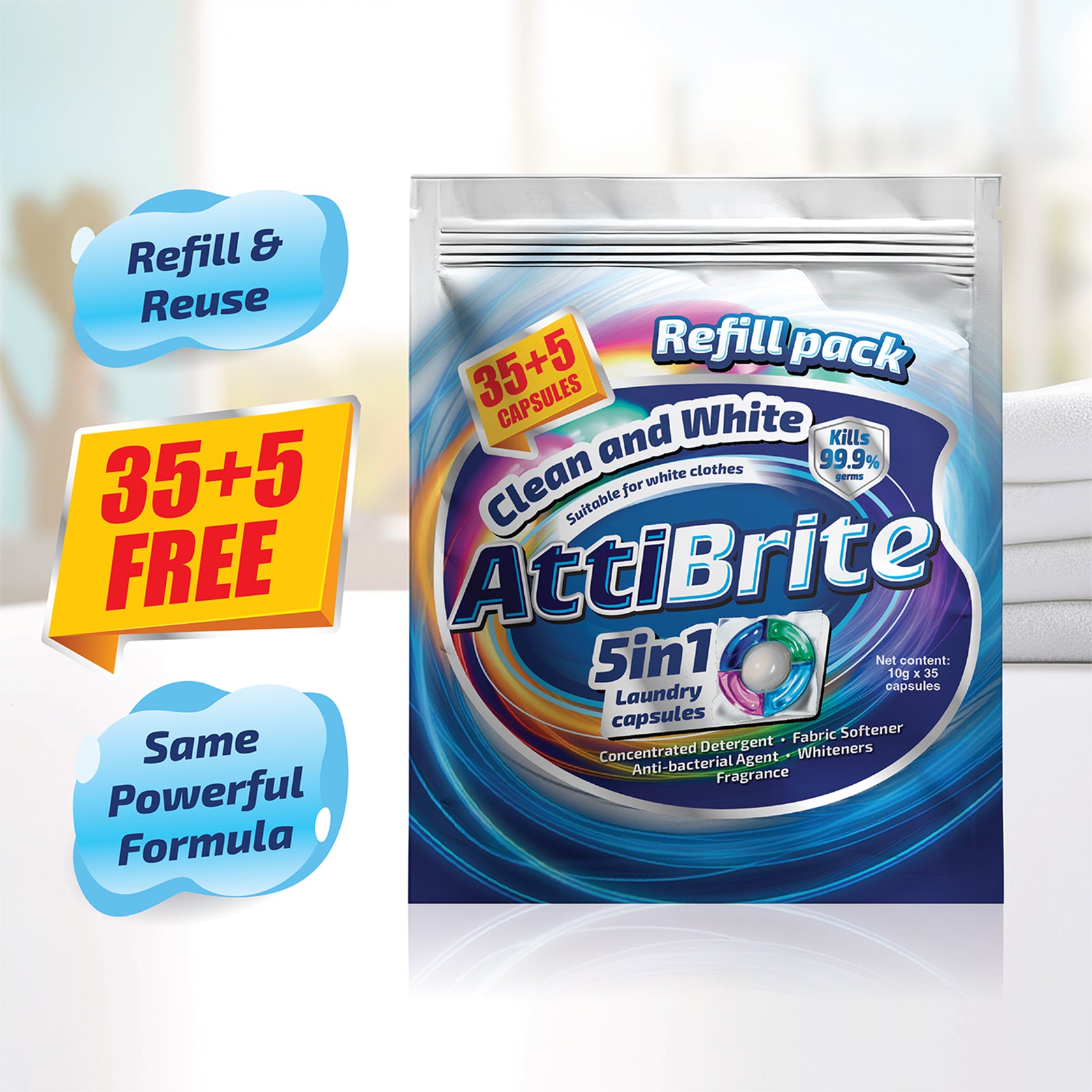 Attibrite Clean and White Capsules Refill 10g x 40