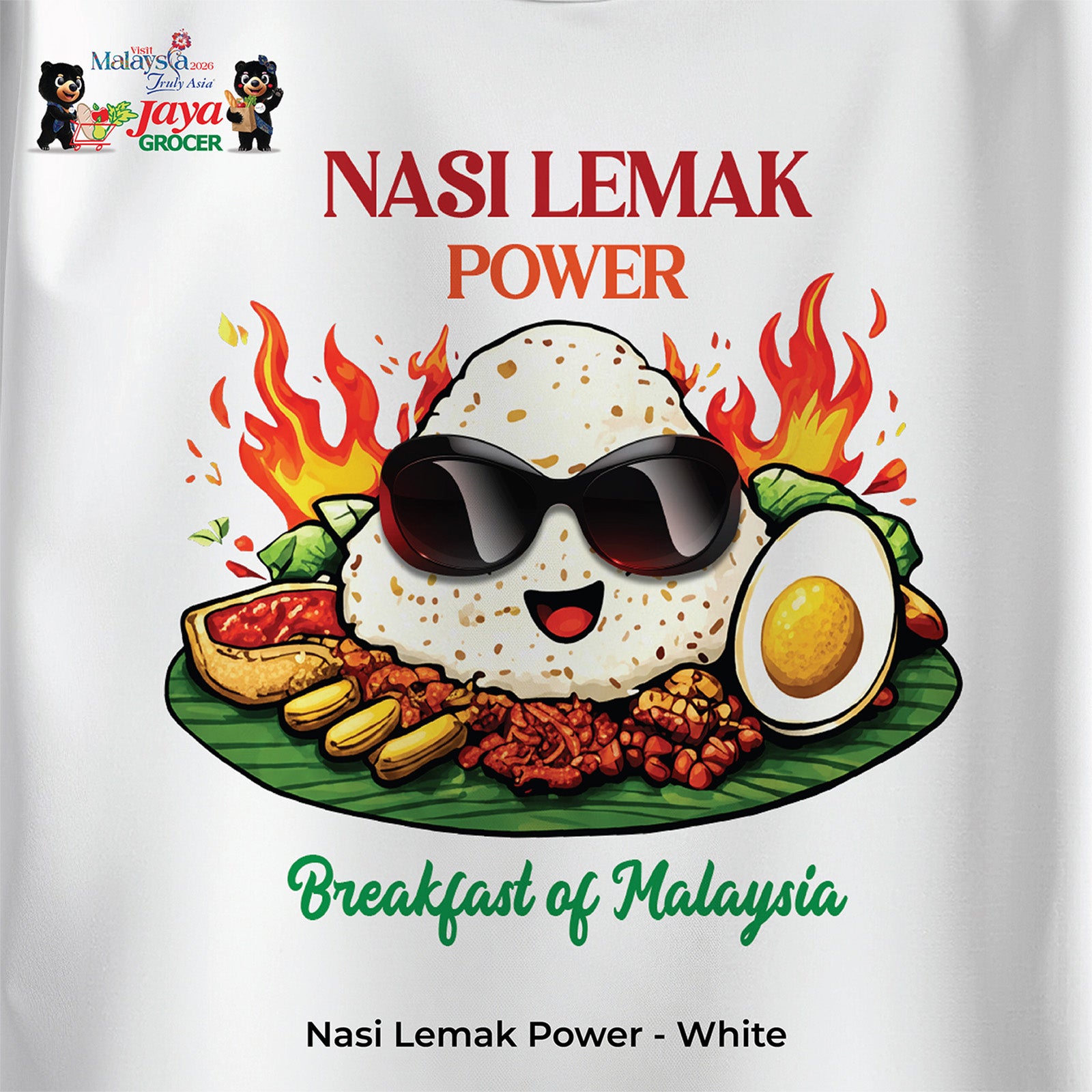 JS Apparel - Nasi Lemak Power (White-L)