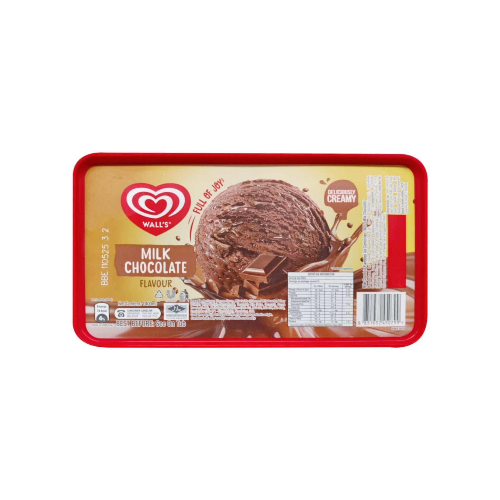 Wall's 3 in 1 Chocolate Ice Cream Tub 1.4L