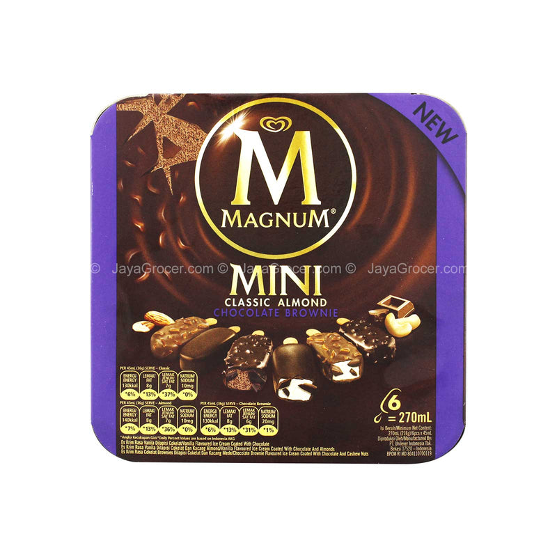 Magnum Mini Classic, Almond and Brownie Mix Ice Cream 45ml x 6