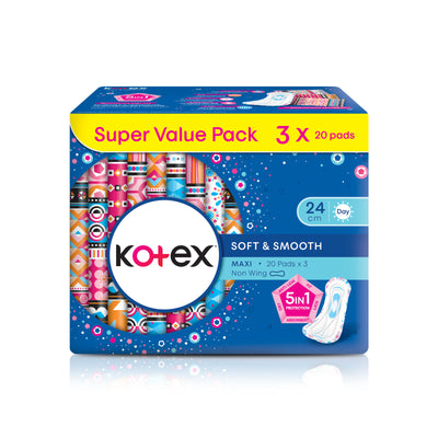 Kotex Soft & Smooth Maxi Non Wing Pad 24cm x 60