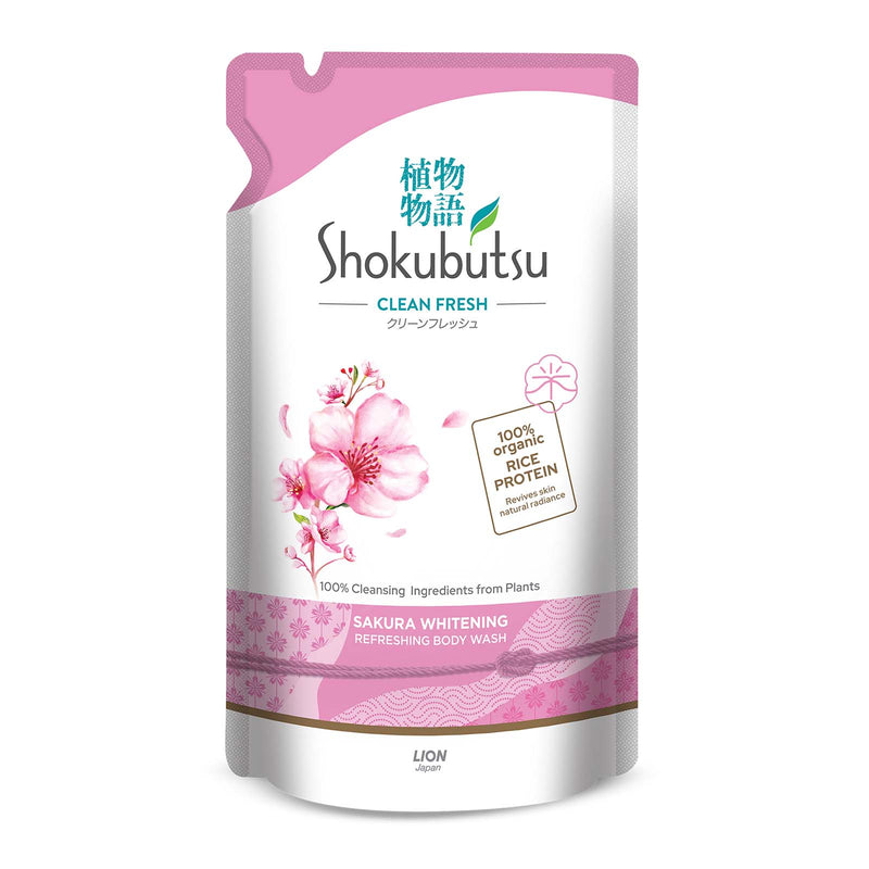 Shokubutsu Sakura Whitening Clean Fresh Shower Foam Refill 500g