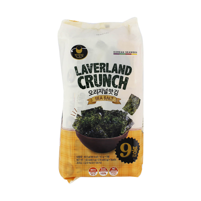 Manjun Laverland Crunch Sea Salt Seaweed Snack 40.5g