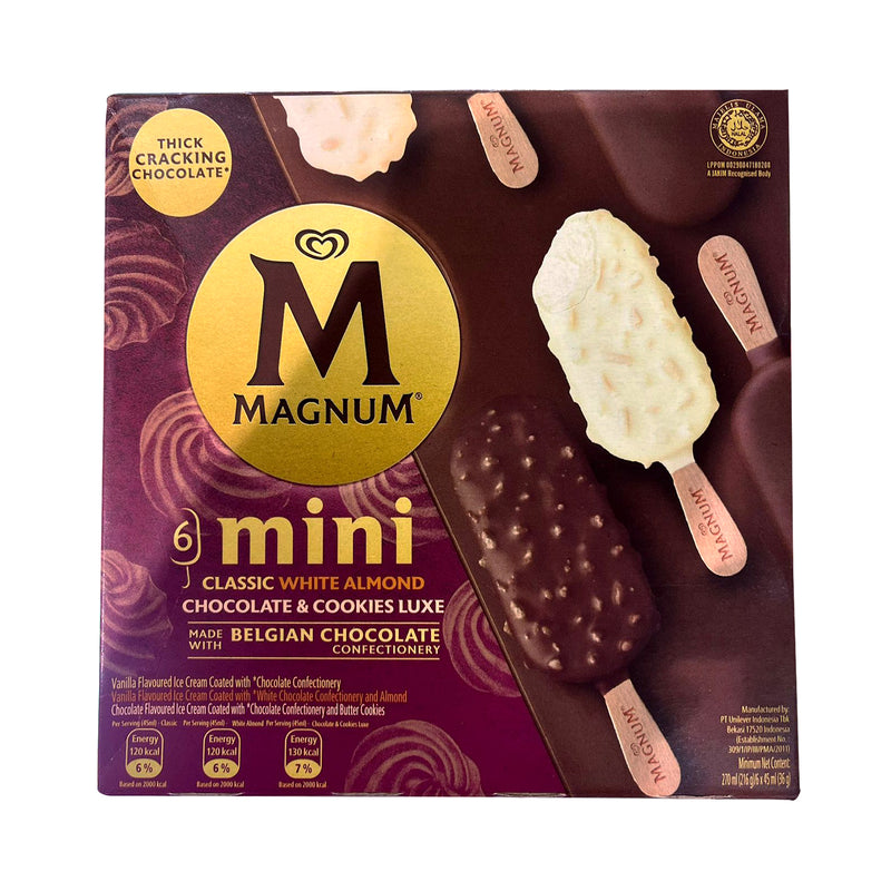 Magnum Mini Classic White Almond Chocolate and Cookies Luxe Ice Cream 45ml x 6