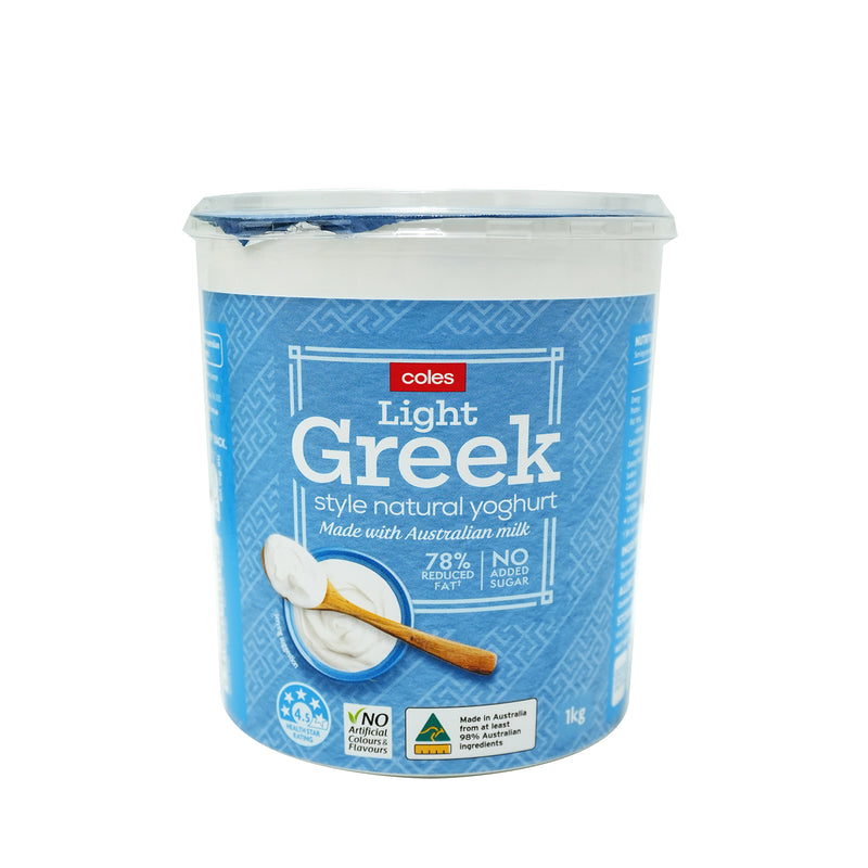 Coles Light Greek Style Natural Yoghurt 1kg